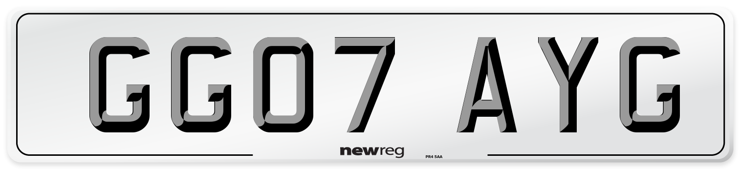 GG07 AYG Number Plate from New Reg